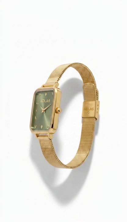 Reloj de mujer Waha | Esfera verde con números árabes