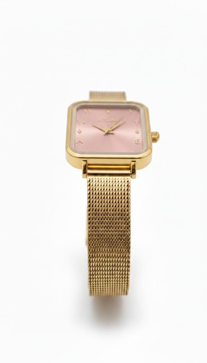 Reloj de mujer Fajr | Esfera rosa con números árabes