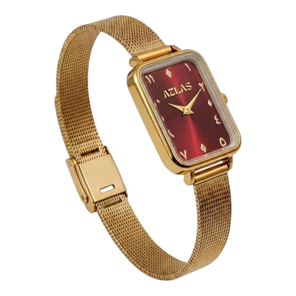 Reloj de mujer Ghurub | Esfera burdeos con números árabes