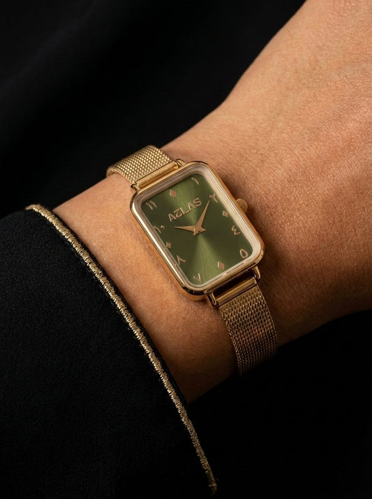 Reloj de mujer Waha | Esfera verde con números árabes
