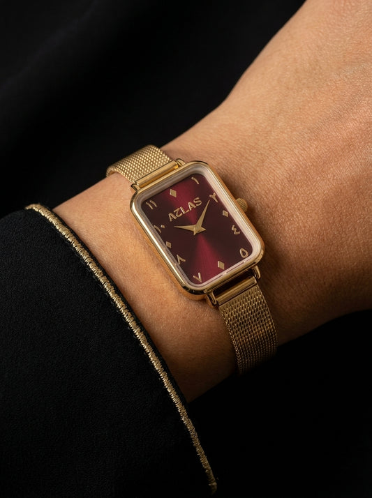 Reloj de mujer Ghurub | Esfera burdeos con números árabes